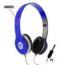 Fone de Ouvido P2 Estéreo Dobrável M Fashion Charme A-567 - Azul